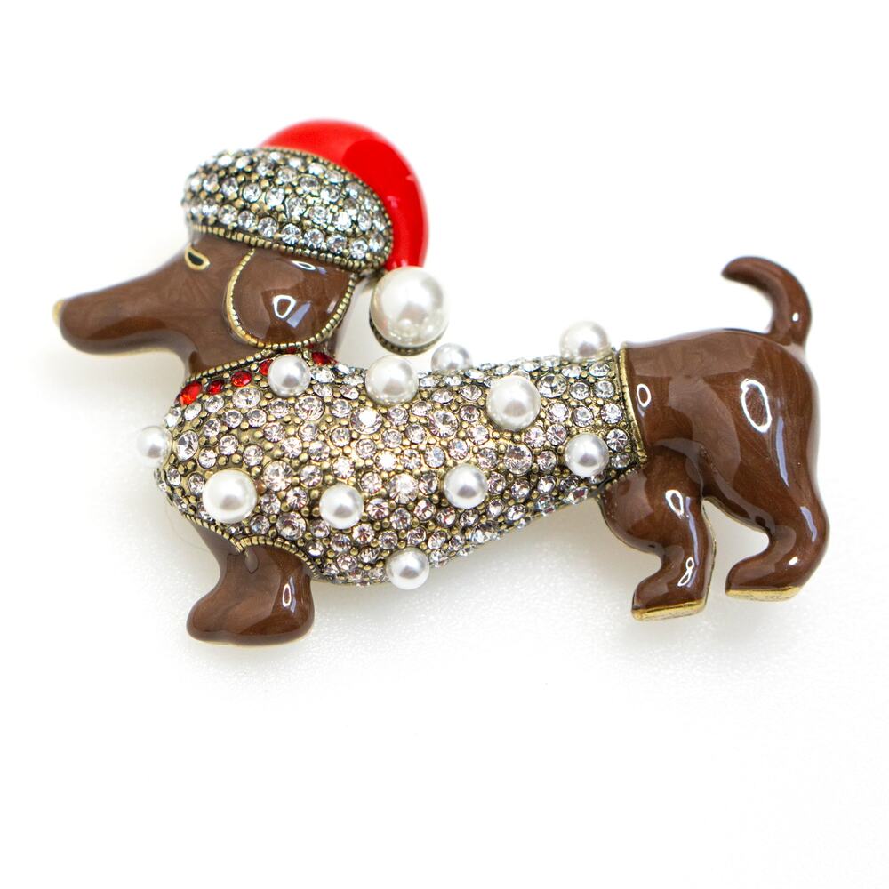 Heidi Daus Holiday Dachshund Brooch
